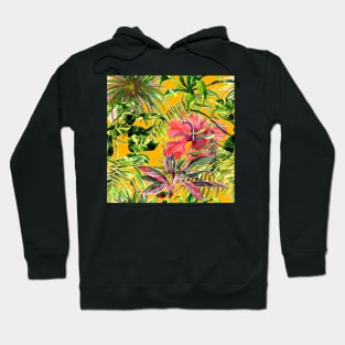 Watercolor tropical leaves and plants Hoodie